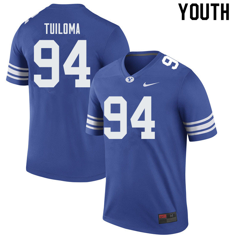 Youth #94 Jeddy Tuiloma BYU Cougars College Football Jerseys Sale-Royal